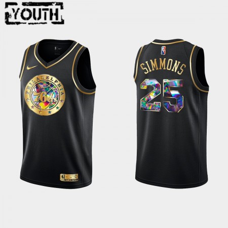 Kinder NBA Philadelphia 76ers Trikot Ben Simmons 25 Nike 2021-2022 Schwarz Golden Edition 75th Anniversary Diamond Swingman